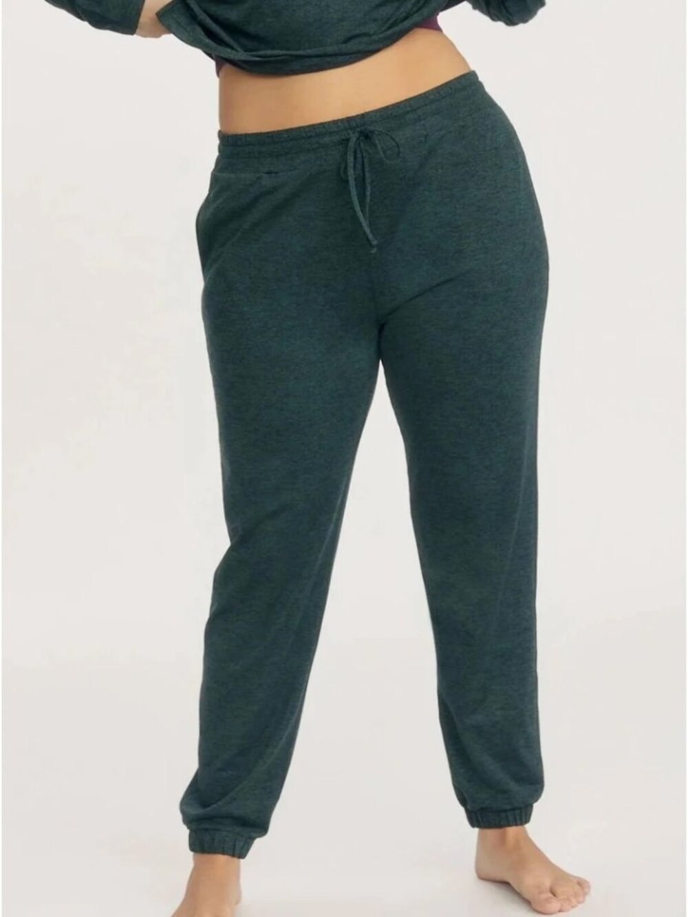 girlfriend collective dark teal joggers